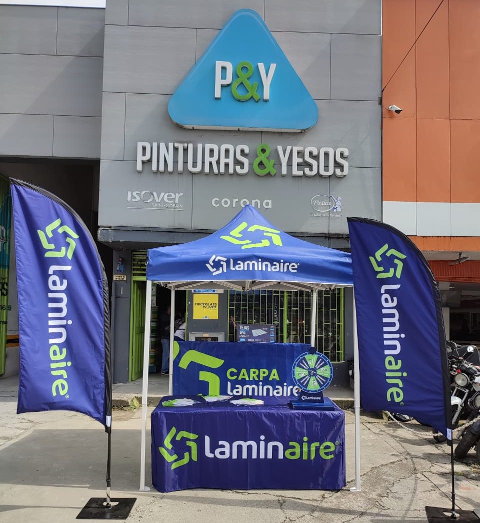 2x2m carpa y banderas